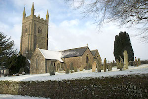 View of Pillaton church in the snow